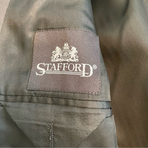 Stafford Men Black Tuxedo Tux Jacket Satin Notched Lapels 3-Button Wool 41R - Picture 3 of 9